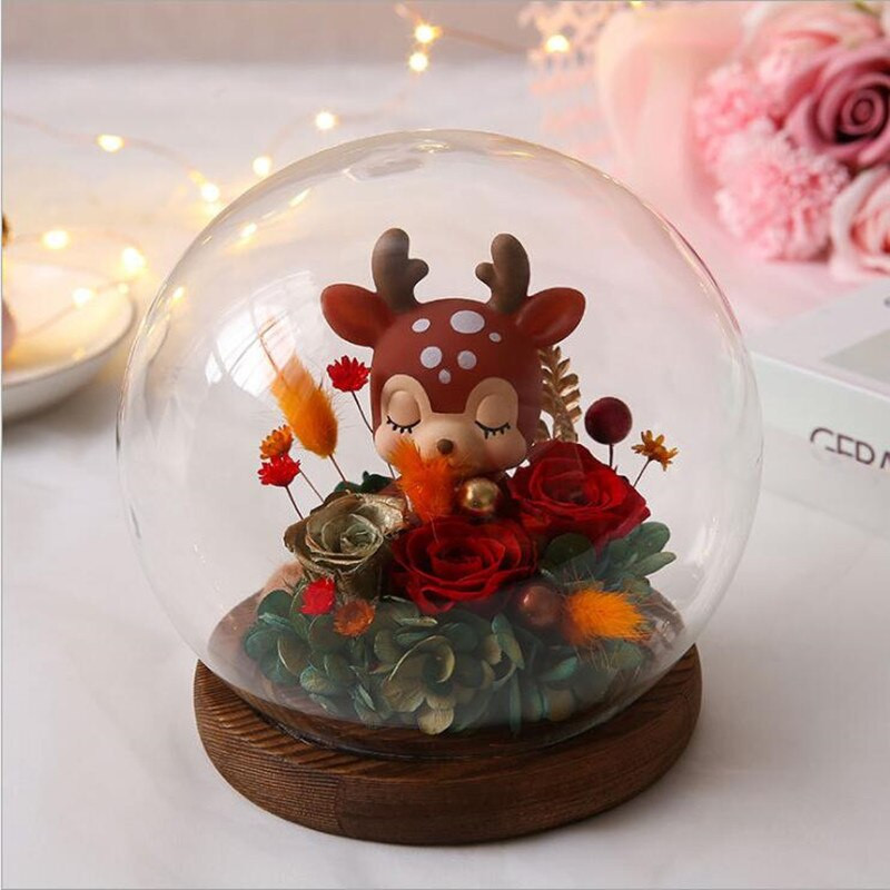 Diametru = 13 cm Dimensiune mijlocie Vază cu dom de sticlă în formă de rotund pentru decorarea casei bază antică capac transparent cadou de nuntă