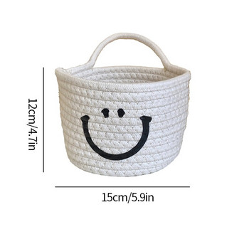 Smile Ръчно тъкани кошници за съхранение Ins Висяща плетена кошница за съхранение Органайзер за различни предмети Козметичен настолен органайзер 12x15 см
