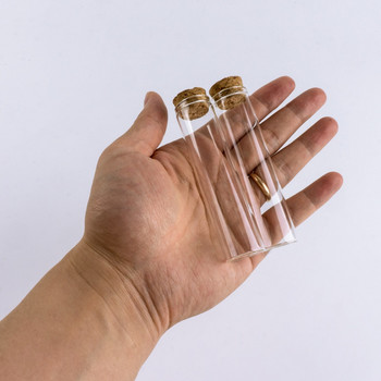 25 мл 22*90 мм прозрачни празни стъклени бутилки с коркова запушалка Стъклени флакони Буркани Бутилки за съхранение 12 бр.