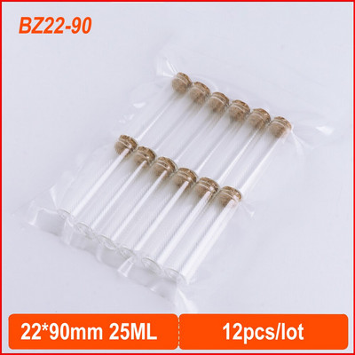 25ml-es 22*90mm-es átlátszó üres üvegpalackok parafadugós üvegcsék Üvegek tároló palackok 12db