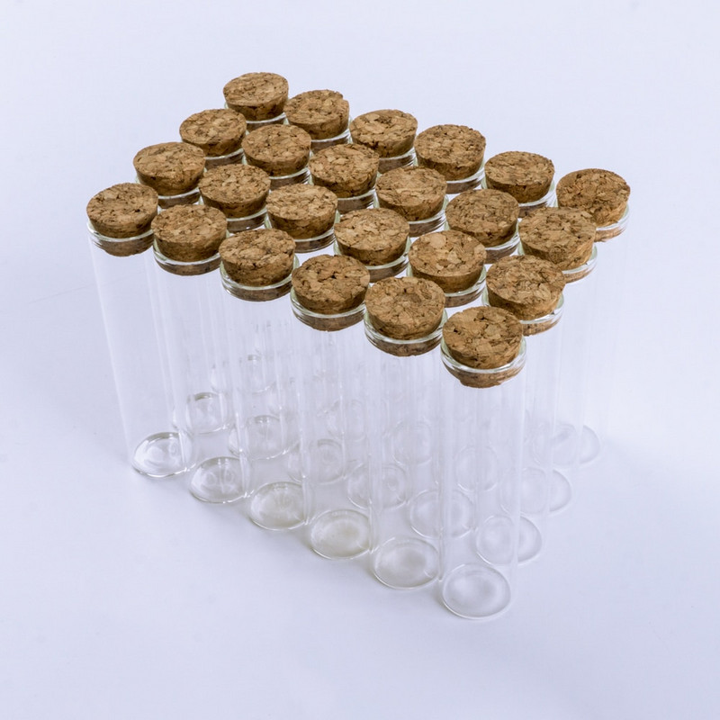 25ml-es 22*90mm-es átlátszó üres üvegpalackok parafadugós üvegcsék Üvegek tároló palackok 12db