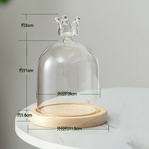 9*11 cm-es kis méretű, különböző felső üvegkupola váza lakberendezési lapos rönk alap átlátszó borító Esküvői kellék Születésnapi barkács ajándék