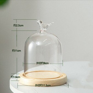 9*11 cm-es kis méretű, különböző felső üvegkupola váza lakberendezési lapos rönk alap átlátszó borító Esküvői kellék Születésnapi barkács ajándék