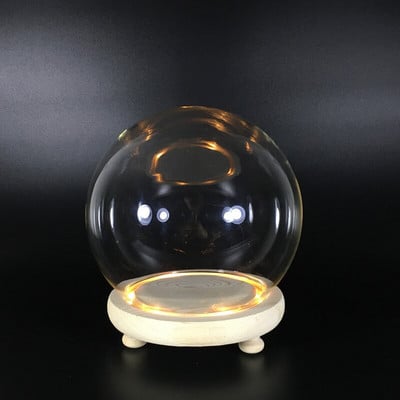 Átmérő = 12 cm Közepes méretű, kerek formájú üvegkupola váza otthoni dekorációs rönk alap átlátszó borító Esküvői kellék barát ajándék