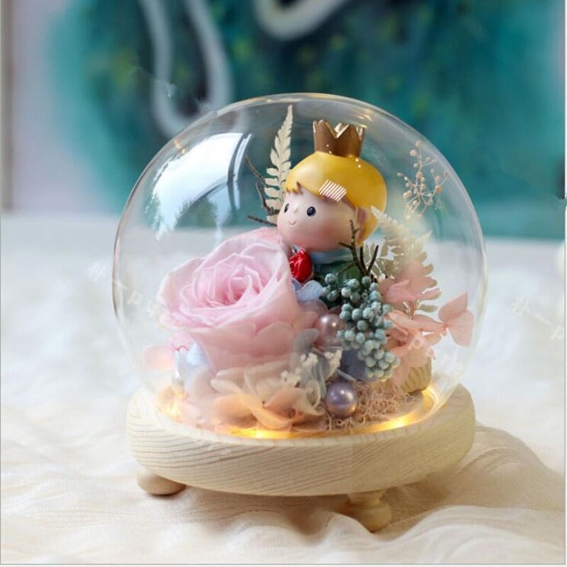 Átmérő = 12 cm Közepes méretű, kerek formájú üvegkupola váza otthoni dekorációs rönk alap átlátszó borító Esküvői kellék barát ajándék