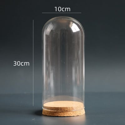 10*30 cm-es nagyméretű üvegkupola váza lakberendezési parafa alap átlátszó borító barkácsolás születésnapi barátnak ajándék esküvői élő kellék