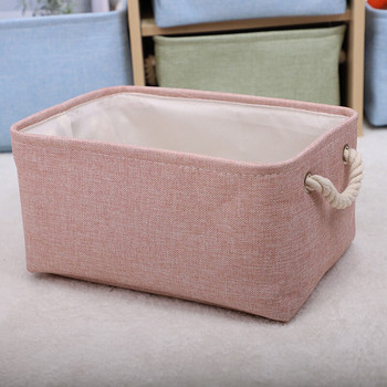 Правоъгълна кошница за съхранение на памучно бельо Макаронови цветове Въжени дръжки Сгъваема маса Органайзер за различни дрехи Кошници за пране