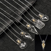 Picătură de apă limpede Formă amestecată Sticle de parfum Colier Ulei esențial Păstrați deschis Faceți dorință Pandantiv Colier cu fiole de sânge pentru femei