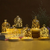 9 * 11 cm kis méretű, különböző felső üvegkupola lakberendezési világító rönk alap átlátszó borító barkács barát ajándék esküvői kellék