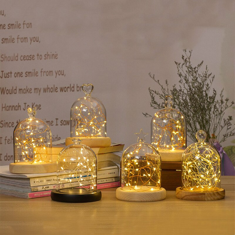 9 * 11 cm kis méretű, különböző felső üvegkupola lakberendezési világító rönk alap átlátszó borító barkács barát ajándék esküvői kellék