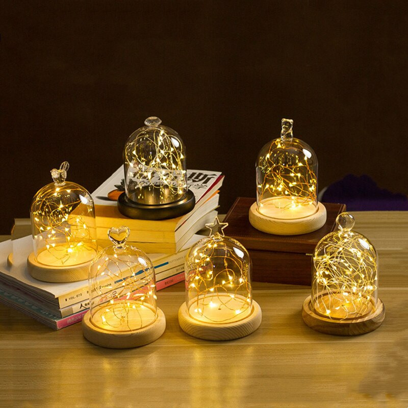 9 * 11 cm kis méretű, különböző felső üvegkupola lakberendezési világító rönk alap átlátszó borító barkács barát ajándék esküvői kellék