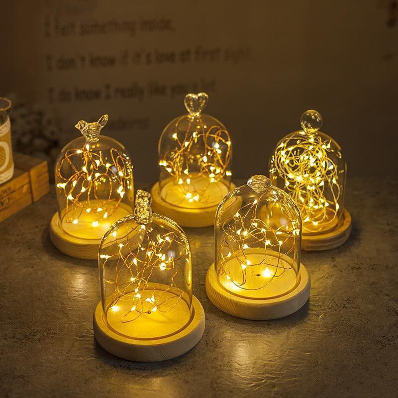 9 * 11 cm kis méretű, különböző felső üvegkupola lakberendezési világító rönk alap átlátszó borító barkács barát ajándék esküvői kellék