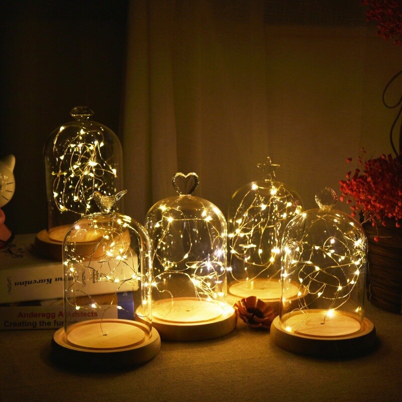 9 * 11 cm kis méretű, különböző felső üvegkupola lakberendezési világító rönk alap átlátszó borító barkács barát ajándék esküvői kellék