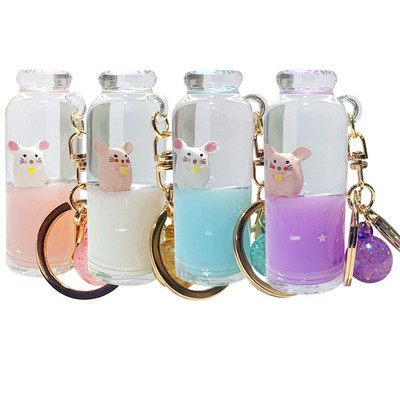 4 db Exquisite Wish kulacs kulcstartó cukorka színű rózsaszín kék Drift palack címkével aranyozott kulcstartó kézzel készített születésnapi ajándék