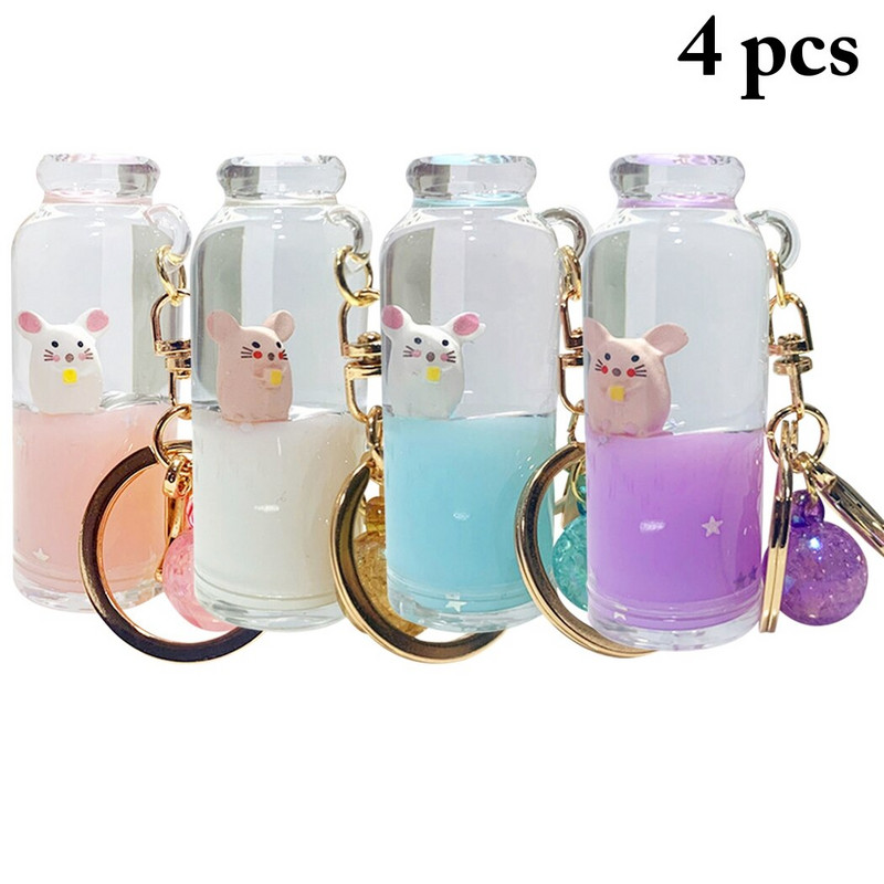 4 db Exquisite Wish kulacs kulcstartó cukorka színű rózsaszín kék Drift palack címkével aranyozott kulcstartó kézzel készített születésnapi ajándék