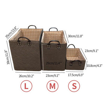 Iliving Модерен минималистичен стил Ръчно плетена кошница за съхранение Настолна кутия за съхранение Кошница за съхранение на играчки за дрехи Довършителна кутия за гардероб