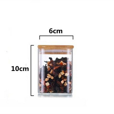2db/csomag Átmérő=6 cm átlátszó, magas boroszilikát üveg teáskanna tárolótartály Környezetvédelem Lezárt edény bambusz fedél