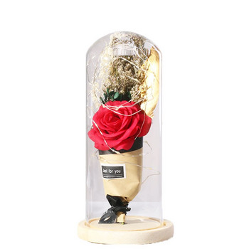 10*20 см плоска дървена основа Стъклена куполна ваза Декорация на дома Творчески прозрачен капак Сватба Направи си сам Подарък за приятел