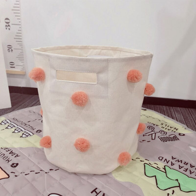 Pom Pom Hamper pamutvászon játékok Hajlabda tároló Tartós vödör Otthoni tároló vödör gyerekeknek Otthoni dekoráció TJ9440