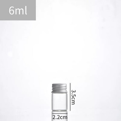 5db 5/6/8/10/12/15/20/25/35 ml-es kis üvegpalackok 3 színű alumínium fedővel Kis mini üvegedények tárolópalackok fiola