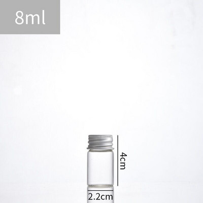 5db 5/6/8/10/12/15/20/25/35 ml-es kis üvegpalackok 3 színű alumínium fedővel Kis mini üvegedények tárolópalackok fiola