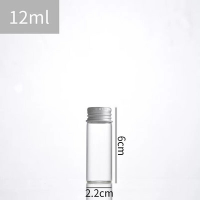 5db 5/6/8/10/12/15/20/25/35 ml-es kis üvegpalackok 3 színű alumínium fedővel Kis mini üvegedények tárolópalackok fiola