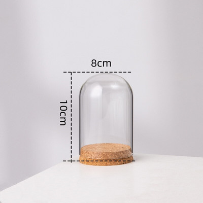 2 seturi/pachet 8*10cm Dimensiune mică Forma cilindrică Dom din sticlă Decor pentru casa Baza din plută Copertă transparentă Vază Prop nuntă Cadou prieten