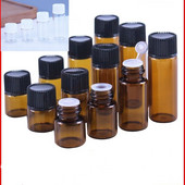 10 buc 1/2/3/5ml Mini sticla goala sticla din plastic chihlimbar de ulei esential cu orificiu reductor Sticle reîncărcabile Fiole Cosmeti