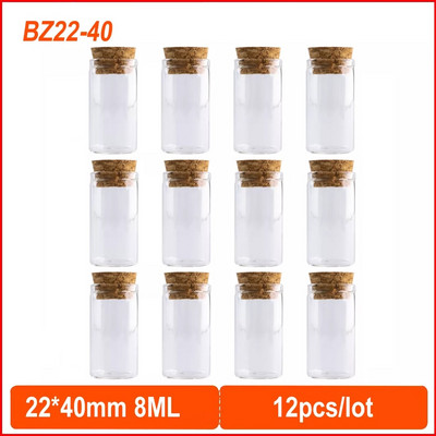 22*40mm 8ml klaaspudel korgist väike läbipaistev mini klaaspudel pulmakaunistuste konteiner 12tk
