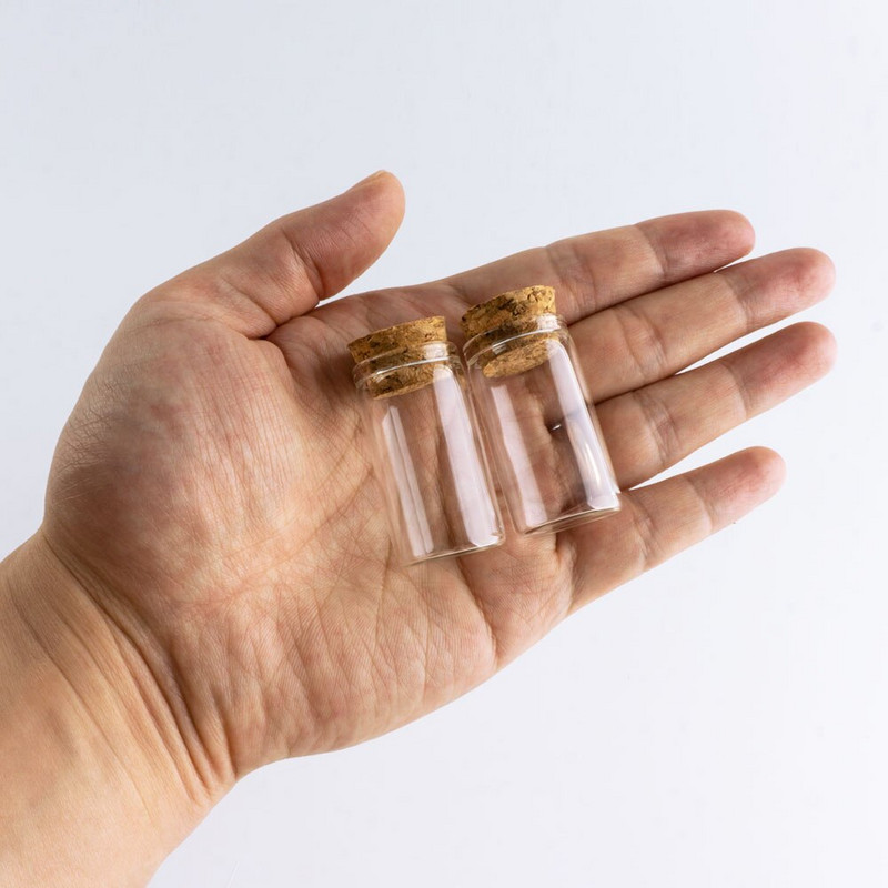 22*40mm-es 8ml-es üvegedény parafa kis átlátszó mini üveges esküvői dekorációs tartály 12db