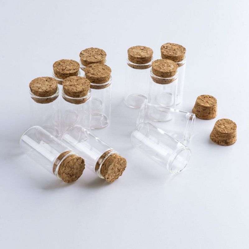 22*40mm-es 8ml-es üvegedény parafa kis átlátszó mini üveges esküvői dekorációs tartály 12db