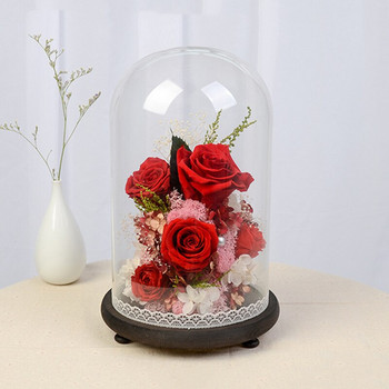 9*18 см малка ваза със стъклен купол Декорация на дома Различна опционална основа Прозрачна корица Сватба Подарък за рожден ден