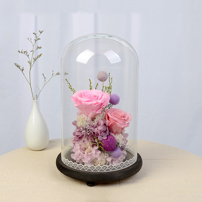 9*18 cm-es kis méretű üvegkupola váza otthoni dekoráció Különféle választható alap, átlátszó borító, esküvői születésnapi ajándék