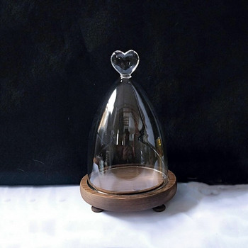 10*15 см сърдечна горна стъклена куполна ваза Декорация на домашна маса Различна незадължителна основа Прозрачна корица Сватбен реквизит Подарък за рожден ден