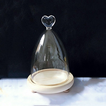 10*15cm Heart Top Glass Dome Vase Home Deocration Διαφορετική προαιρετική βάση Διαφανές κάλυμμα γάμου Σκουπ δώρο γενεθλίων