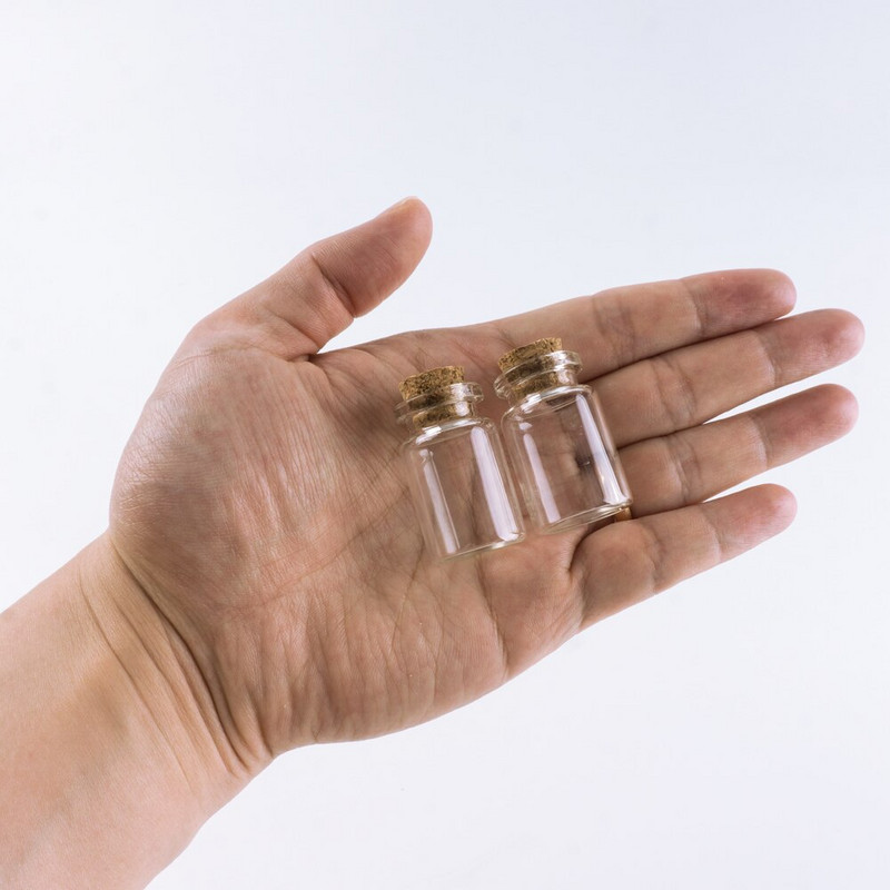 22*35mm-es 6ml-es Mini átlátszó üvegpalackok parafa dugóval barkácsolj esküvői dekoratív üvegedények kívánságpalackot 12db