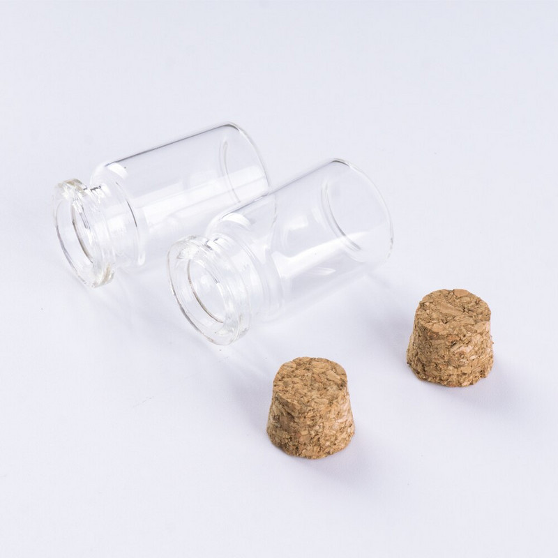 22*35mm-es 6ml-es Mini átlátszó üvegpalackok parafa dugóval barkácsolj esküvői dekoratív üvegedények kívánságpalackot 12db