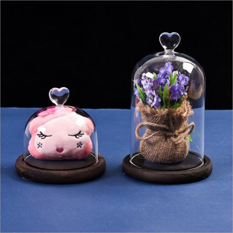 10*8cm Heart Top Vază cu dom din sticlă transparentă Decorație pentru casă Copertă creativă Cadou de nuntă DIY