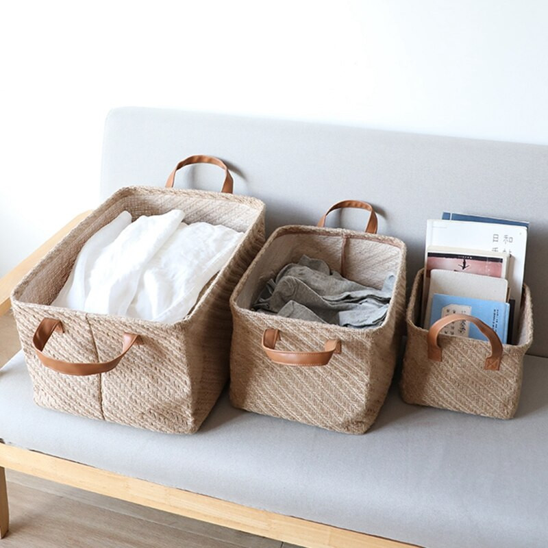 Juta összecsukható tároló kosár Szőtt tároló doboz Ruhatartók Szekrény Fiók Szekrény Szervező Különféle játékok Játék rendszerezők Háztartás