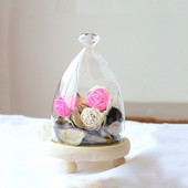 10*15 cm-es gyémánt tetejű üvegkupola váza otthoni asztaldíszítés Különböző opcionális alap átlátszó borító Esküvői kellék Születésnapi ajándék