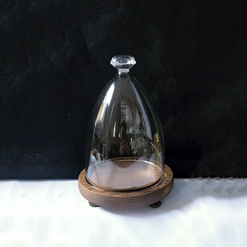 10*15 cm-es gyémánt tetejű üvegkupola váza otthoni asztaldíszítés Különböző opcionális alap átlátszó borító Esküvői kellék Születésnapi ajándék