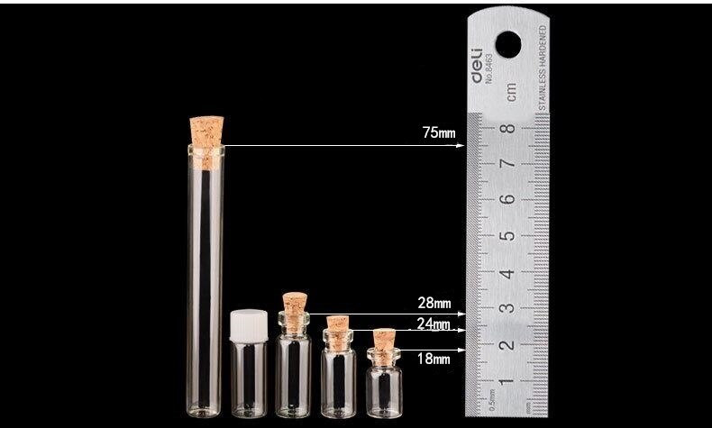 20db 0,5 ml 0,8 ml 1 ml 4 ml-es kis üvegpalackok átlátszó parafa dugóval Üvegek apró esküvői fiolák Üzenet Favor Tartályok Ékszer