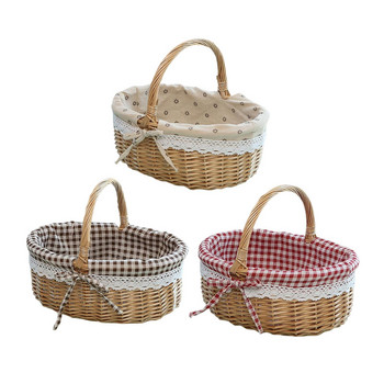Плетена кошница за пикник Здраво тъкано тяло кошница за пикник за партита в парка Великденски яйца и бонбони