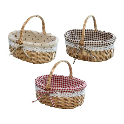 Плетена кошница за пикник Здраво тъкано тяло кошница за пикник за партита в парка Великденски яйца и бонбони