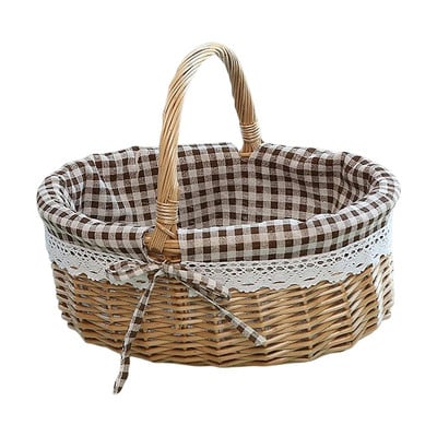 Coș de picnic din răchită Coș de picnic robust, țesut, pentru petreceri în parc Ouă și bomboane de Paște