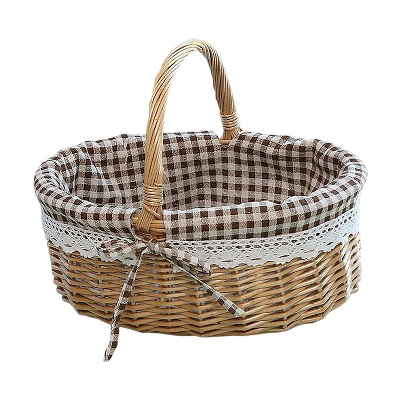 Coș de picnic din răchită Coș de picnic robust, țesut, pentru petreceri în parc Ouă și bomboane de Paște