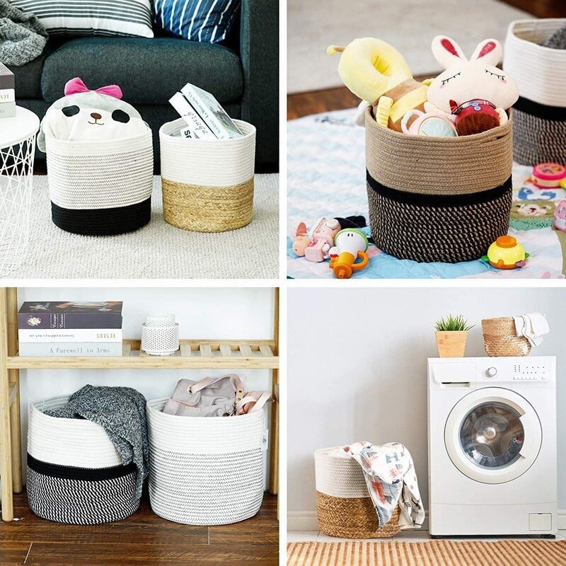 Sandėliavimas šiaudų rotango žalieji augalai vazoniniai vazono dangtis nešvarūs drabužiai kliūtis krepšelis medvilnė virvė, austa dėžutė, talpykla