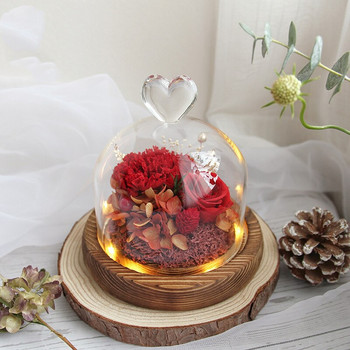 10*8cm Heart Top Glass Dome Vase Home Deocration Flat Antique Base Διαφανές κάλυμμα Wedding Live Prop DIY δώρο γενεθλίων