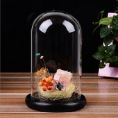 9*18 cm-es üvegkupola váza lakberendezés Kreatív fekete alap, átlátszó borító, barkácsolás barát ajándék esküvői élő kellék