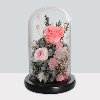 9*18 см стъклена куполна ваза Декорация на дома Творческа черна основа Прозрачен капак Направи си сам Подарък за приятел Сватба на живо Реквизит